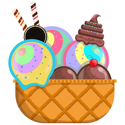 Candyland Theme Ice Cream Sundae Bowl Transparent Sticker